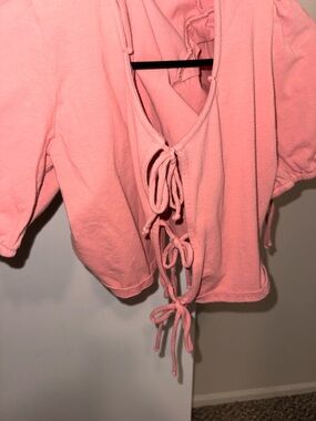 Moa Moa Pink Tie-Back Crop Top